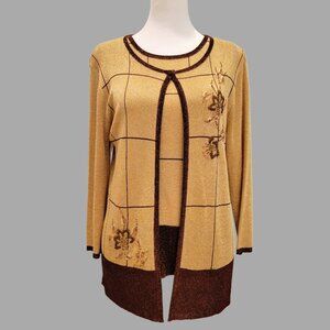 Elegant Two-Piece Shimmering Knit Top Set – Size M